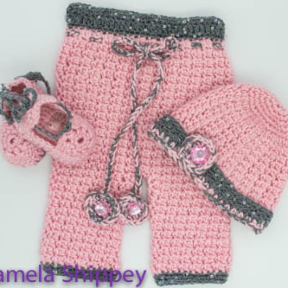 Crochet Pink and Grey Newborn Outfit